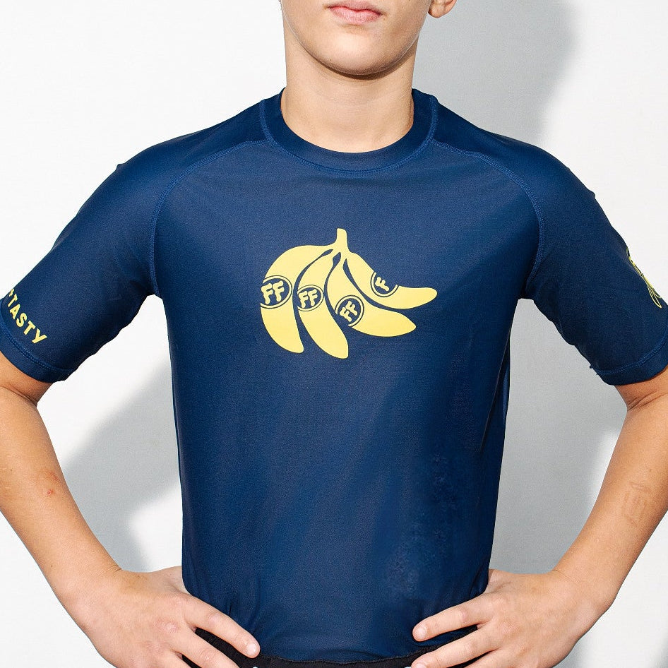 Kids Blue Banana Short Sleeve Rash Guard