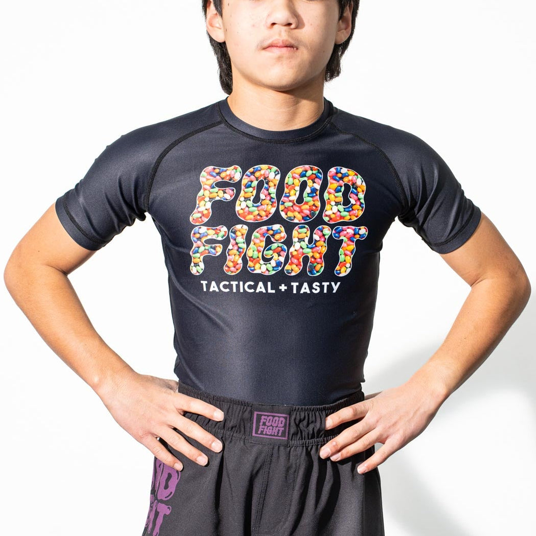 Kids Jelly Beans Midnight Snack Short Sleeve Rash Guard