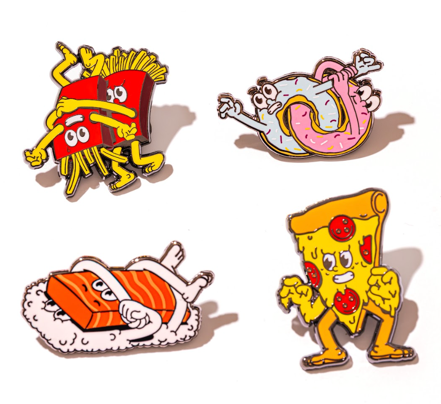 Set of 4 pin badges