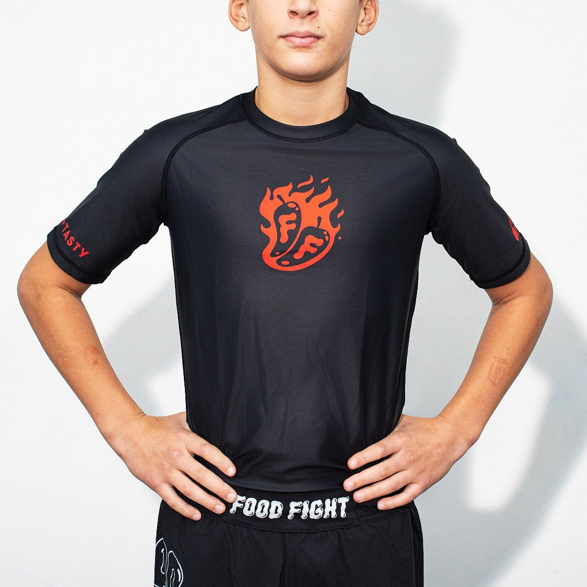 Kids Black Chili Short Sleeve Rash Guard