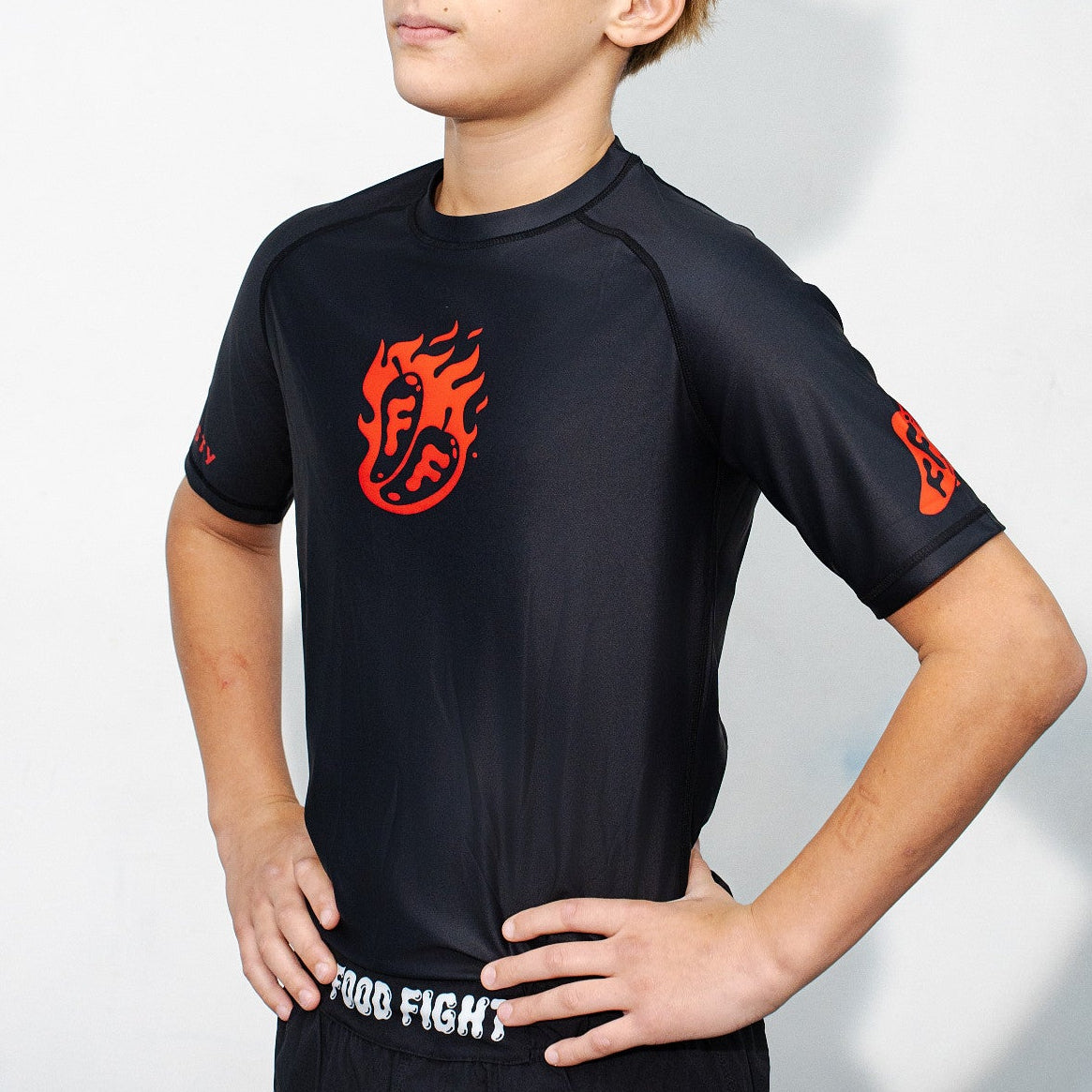 Kids Black Chili Short Sleeve Rash Guard
