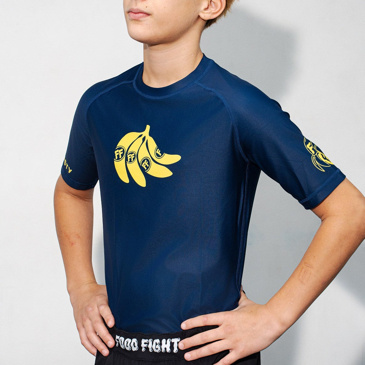 Kids Blue Banana Short Sleeve Rash Guard
