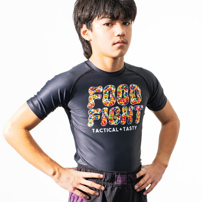 Kids Jelly Beans Midnight Snack Short Sleeve Rash Guard