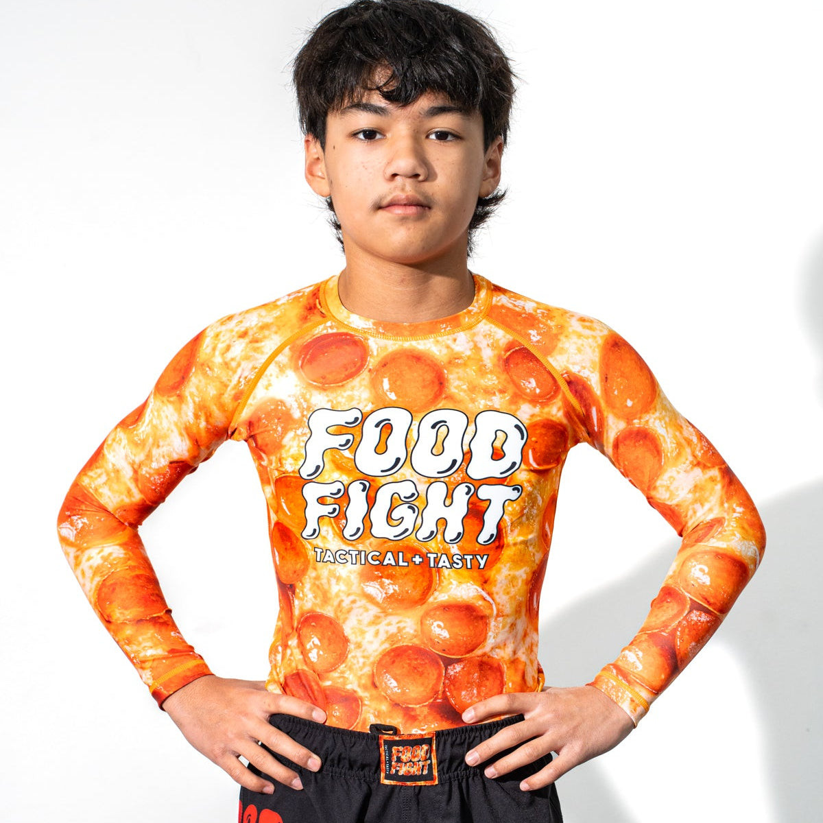Kids Long Sleeve Pizza Rash Guard